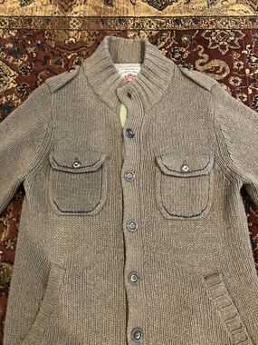 MEN'S VINTAGE 'Z-BRAND' MILITARY-STYLE CARDIGAN WOOL SWEATER W/TAGS, M, $124!!